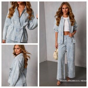 NEW Early Bloom Embroidered Waist Tie Denim Jacket Sz: S